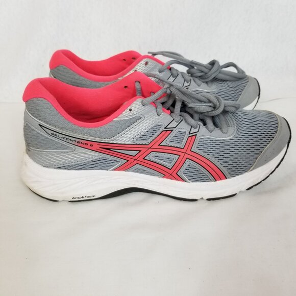 ASICS Gel Contend 6 AmpliFoam Lace Up Running Shoe Gray Pink Size 8 ~ 4400 - Picture 4 of 11